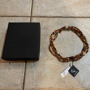 Multi Stranded Unique Statement Necklace Sterling Silver Copper Plated Hematite